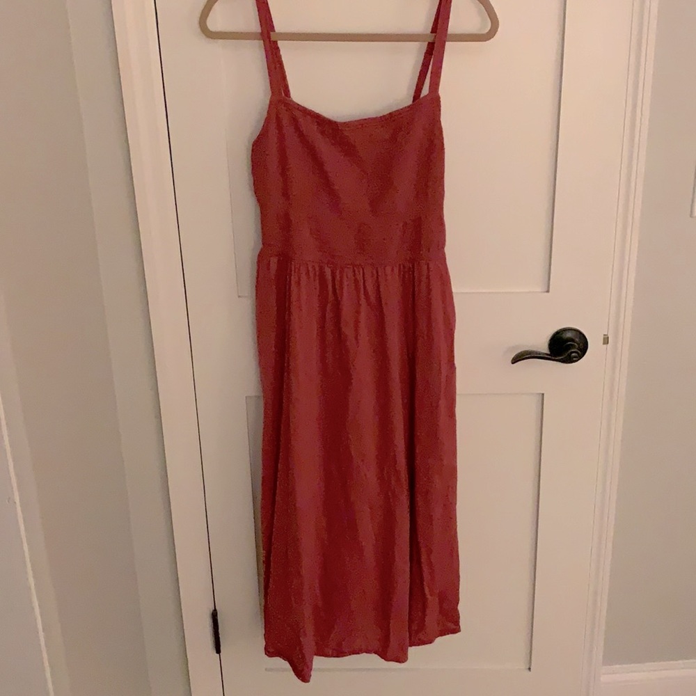 Old Navy Smocked Clip-Dot Fit & Flare Midi Dress
